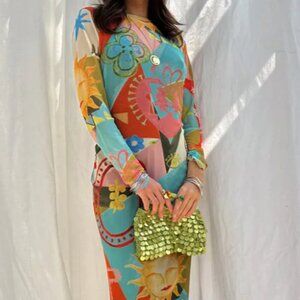 NWT - Never Fully Dressed Multi Sundazed Summer Mesh Dress (US 6/UK 10)